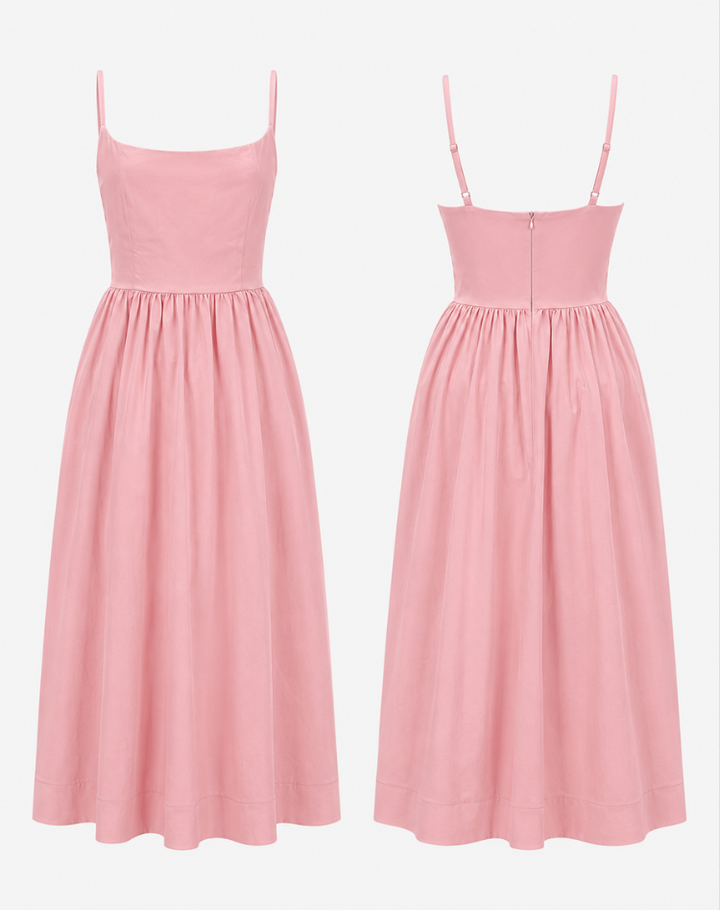 White Midi Dress for Women with Simple Design and Comfort