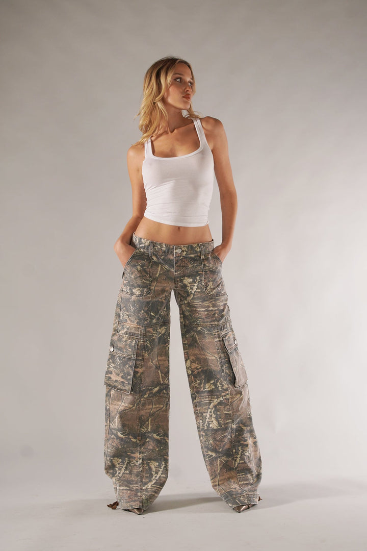 Anni | Pantalon cargo utilitaire avec imprimé camouflage