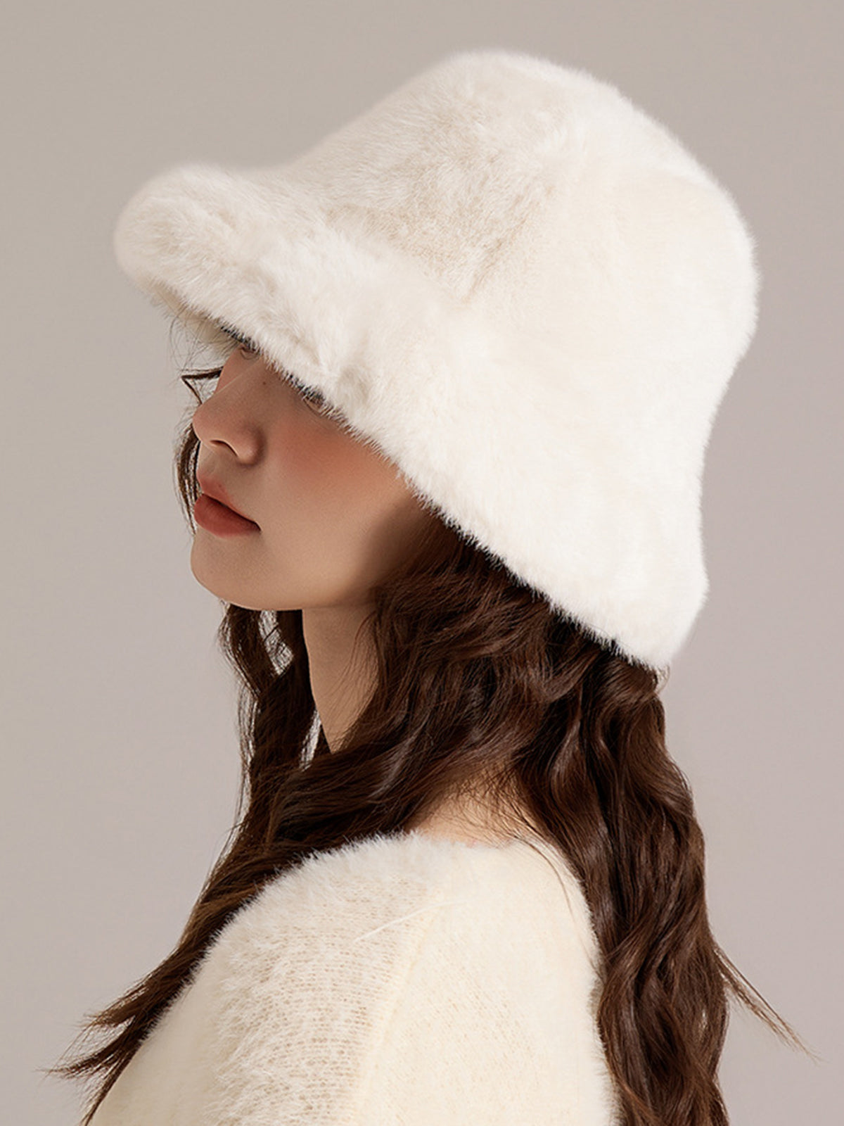 Witte Zachte Dames Warme Faux Fur Winter Hoed