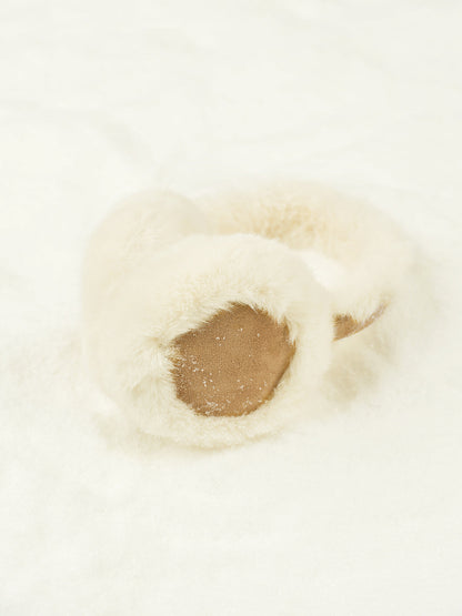 Beige Zachte Warme Dames Faux Fur Oorwarmers