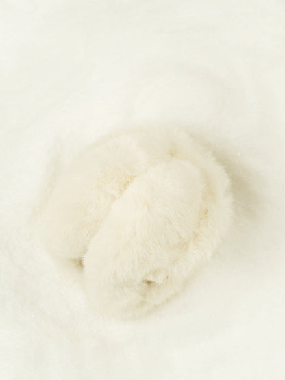 Beige Zachte Warme Dames Faux Fur Oorwarmers