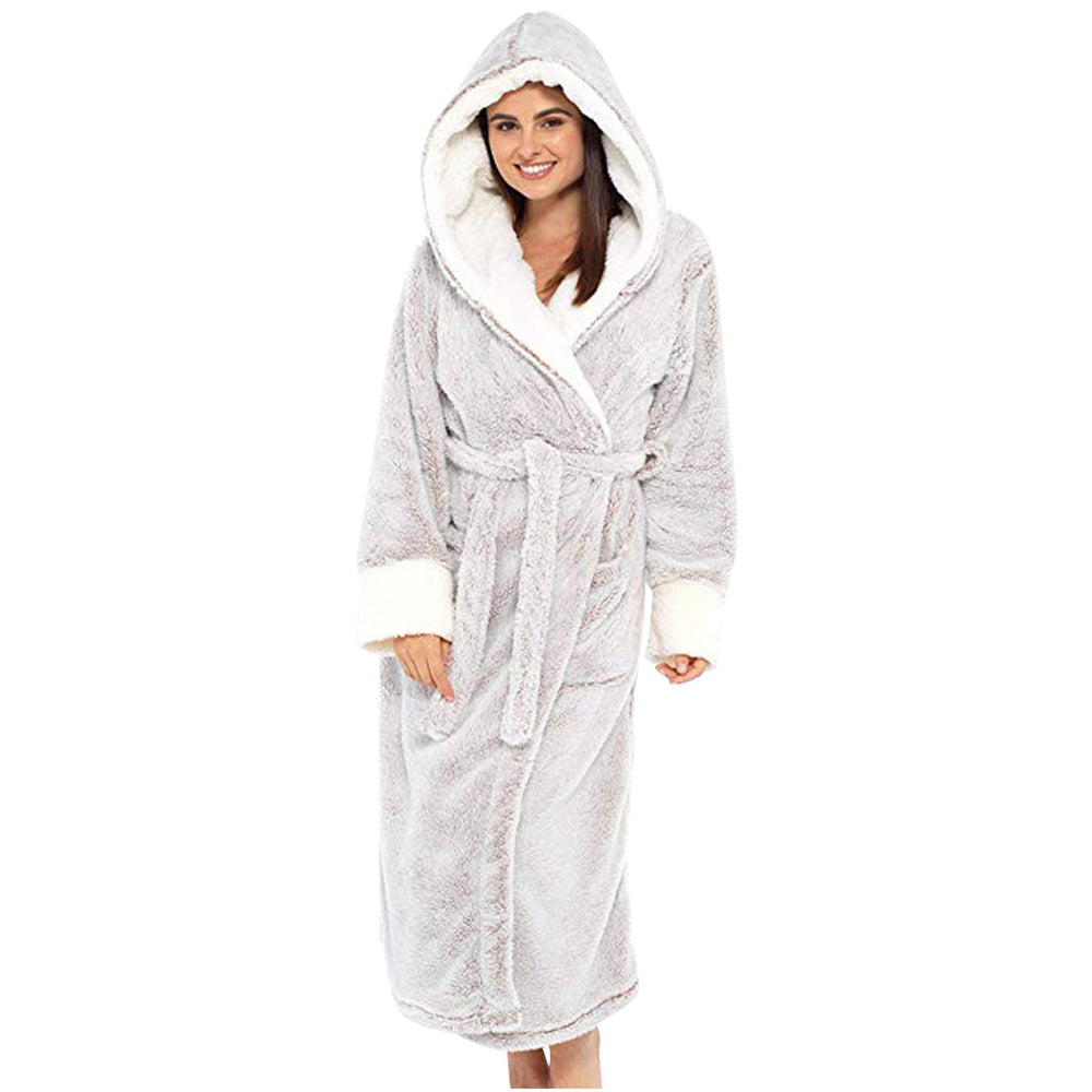 Peignoir Doux en Polaire pour Femme avec Capuche