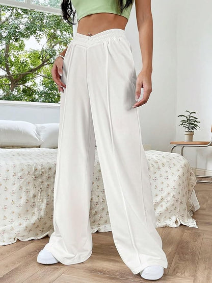 Comfortabele Dames Broek met Hoge Taille en Wijde Pijpen