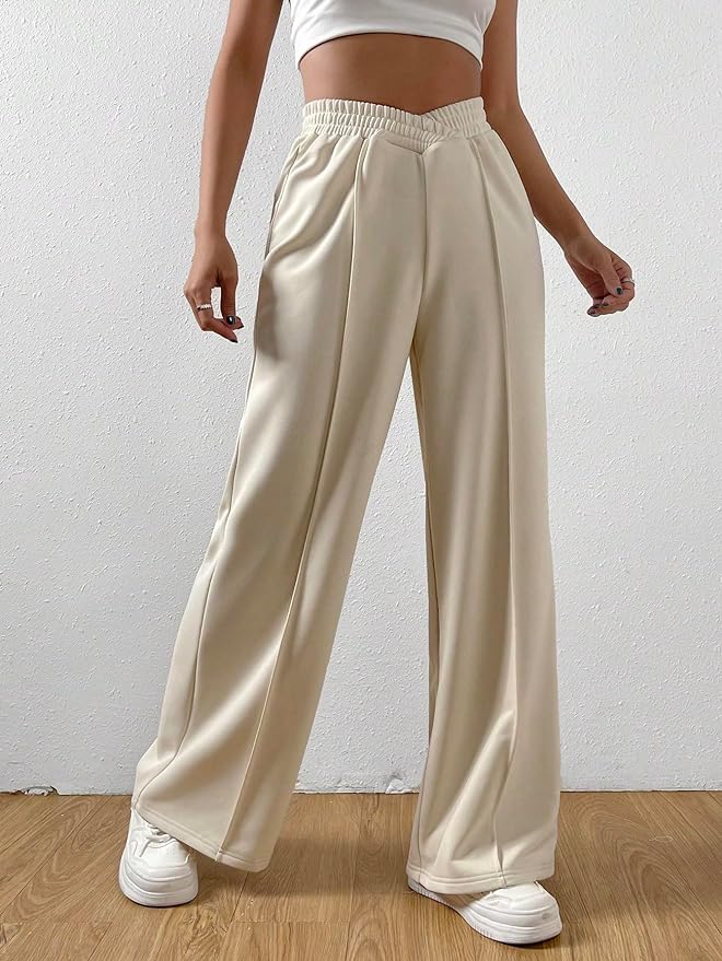 Comfortabele Dames Broek met Hoge Taille en Wijde Pijpen