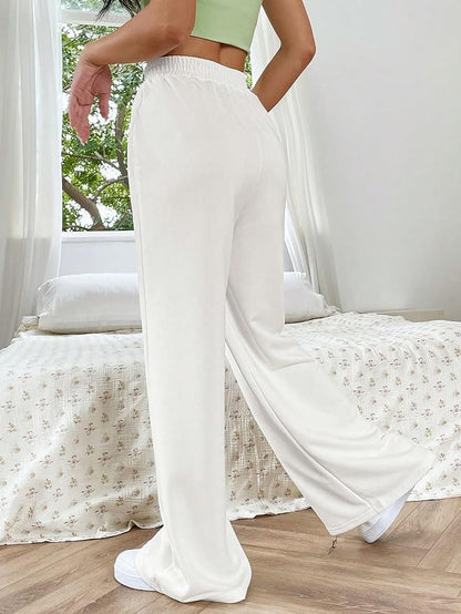 Comfortabele Dames Broek met Hoge Taille en Wijde Pijpen