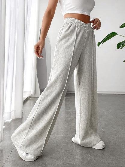 Comfortabele Dames Broek met Hoge Taille en Wijde Pijpen