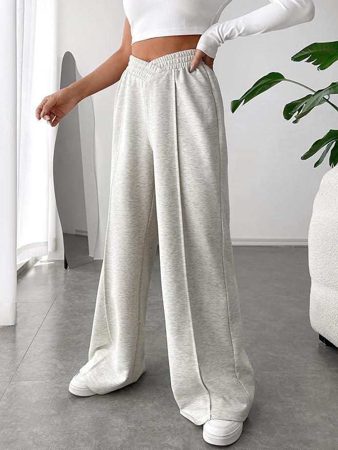 Comfortabele Dames Broek met Hoge Taille en Wijde Pijpen