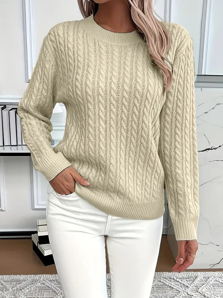 Damski sweter warkoczowy z okrągłym dekoltem Brenna na chłodne dni 8