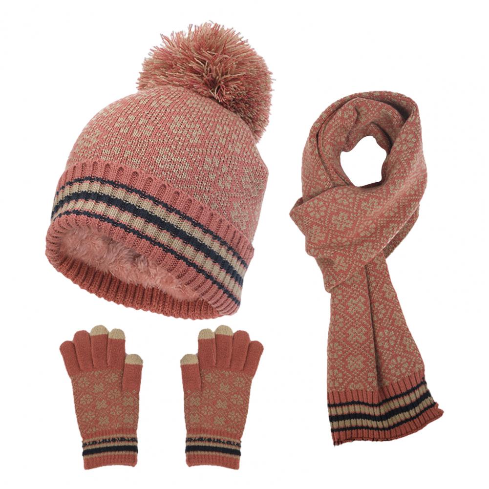 Dames Warme Gebreide Winter Set met Muts Sjaal en Handschoenen