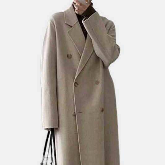 Luxe Warme Lange Wolmix Dames Winterjas met Ceintuur