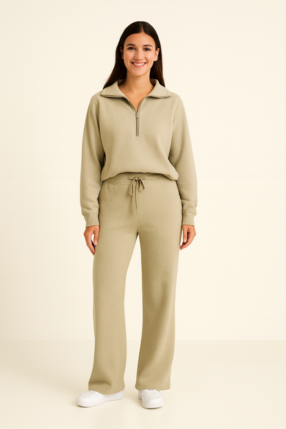 Zachte Dames Loungewear Set met Lange Mouwen en Broek