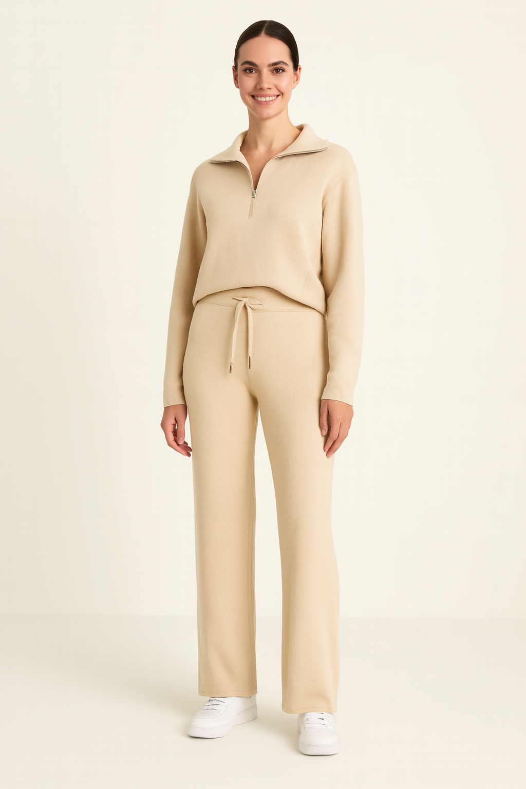 Zachte Dames Loungewear Set met Lange Mouwen en Broek