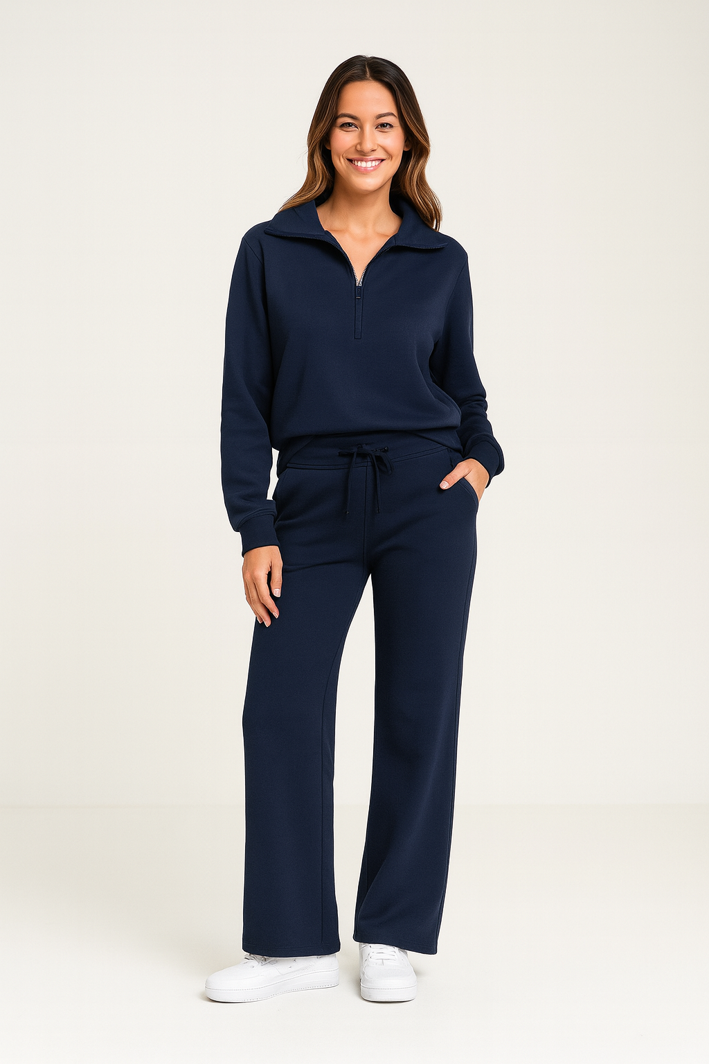 Zachte Dames Loungewear Set met Lange Mouwen en Broek