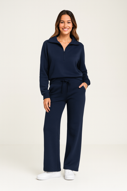 Zachte Dames Loungewear Set met Lange Mouwen en Broek