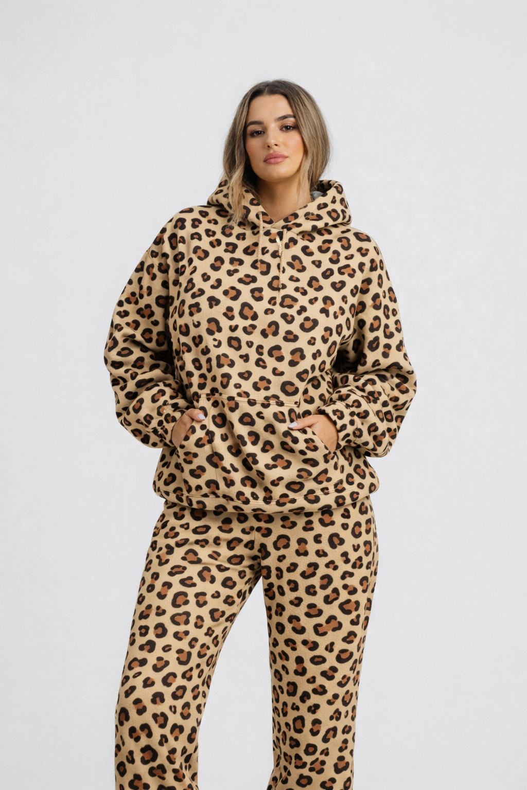 Dames Panterprint Trainingspak Set met Capuchon en Joggingbroek