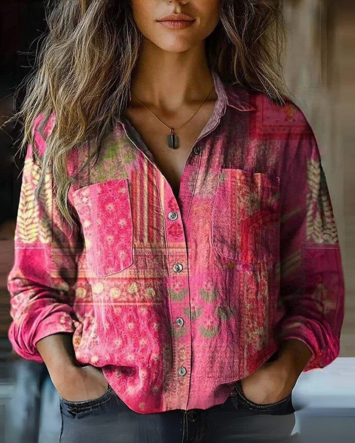 Vintage Stijlvolle Dames Blouse met Lange Mouwen