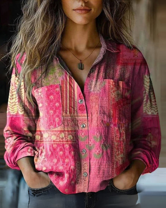 Vintage Stijlvolle Dames Blouse met Lange Mouwen