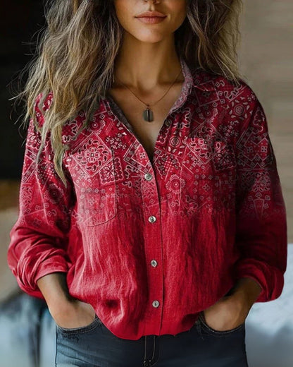 Vintage Stijlvolle Dames Blouse met Lange Mouwen