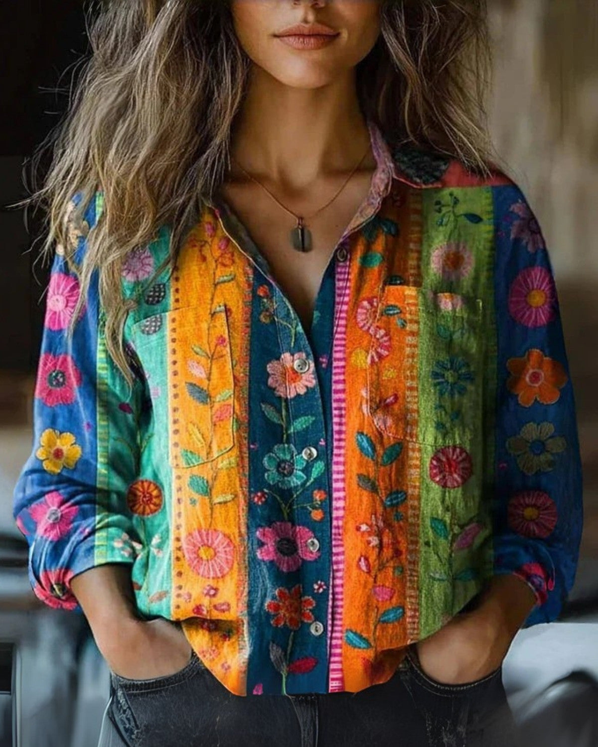 Vintage Stijlvolle Dames Blouse met Lange Mouwen