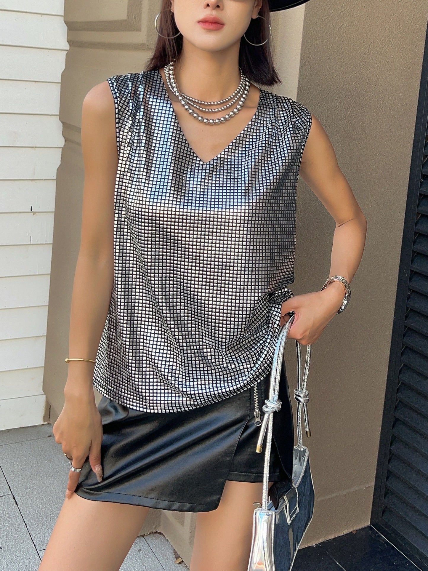 Cassey | Pailletten V-Hals Tanktop