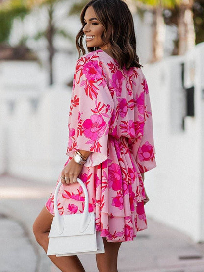 Lauren | Korte Bohemian Jurk met Ruches