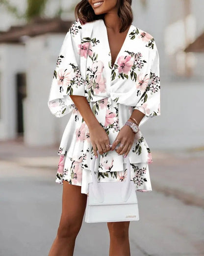 Lauren | Korte Bohemian Jurk met Ruches