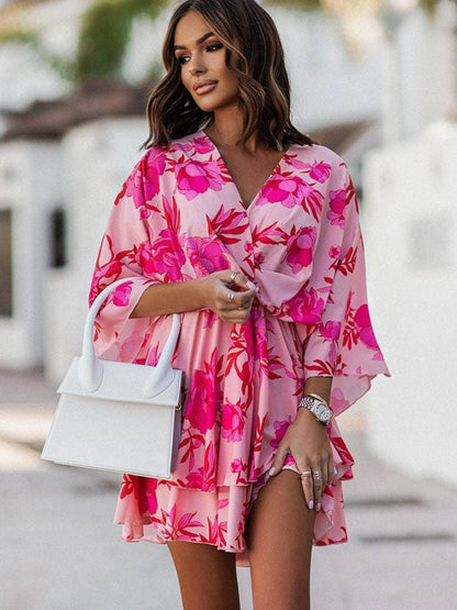 Lauren | Korte Bohemian Jurk met Ruches