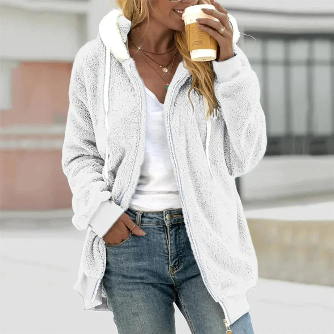Trendy Soft Women's Teddy Vest with Zipper and Hood