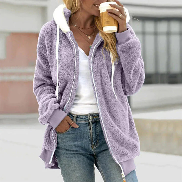 Trendy Soft Women's Teddy Vest with Zipper and Hood