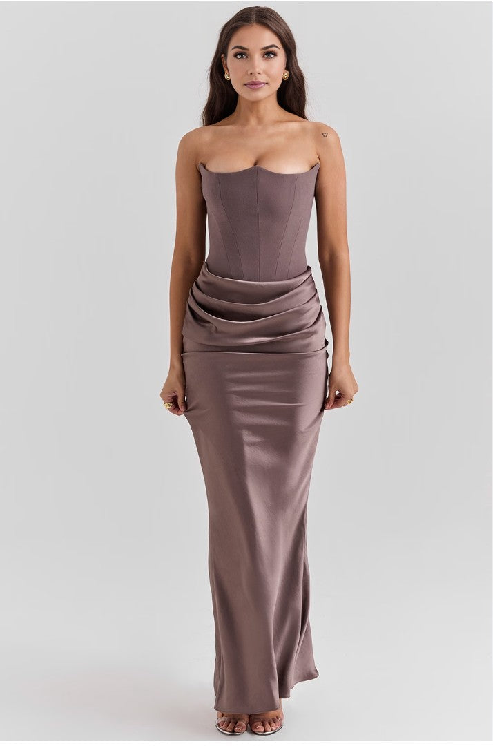 Youri | Strapless Galajurk Avondjurk met Corsetdetail