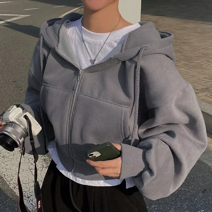 Oversized Dames Hoodie Vest Kort met Pluche Voering