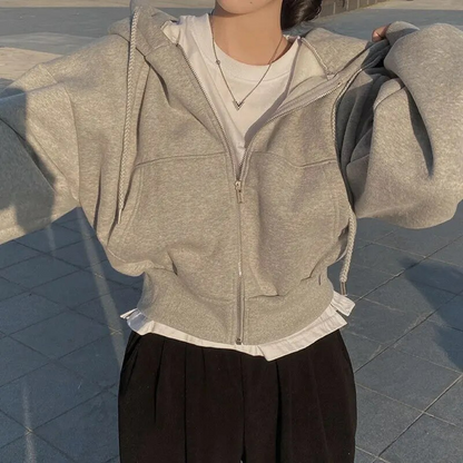 Oversized Dames Hoodie Vest Kort met Pluche Voering