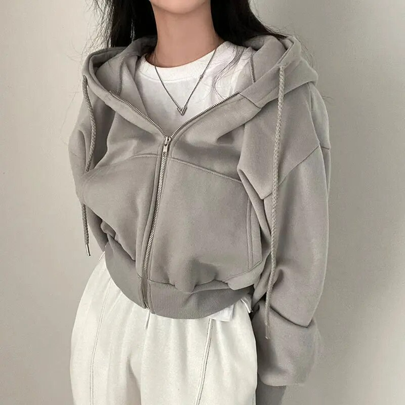 Oversized Dames Hoodie Vest Kort met Pluche Voering
