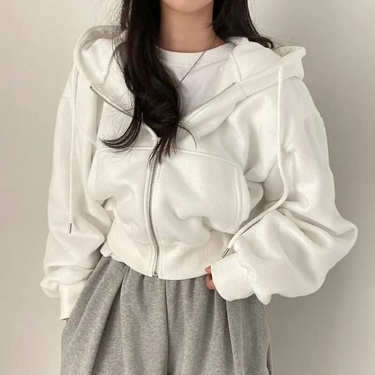 Oversized Dames Hoodie Vest Kort met Pluche Voering