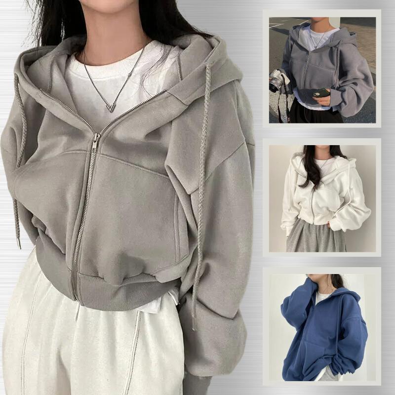Oversized Dames Hoodie Vest Kort met Pluche Voering