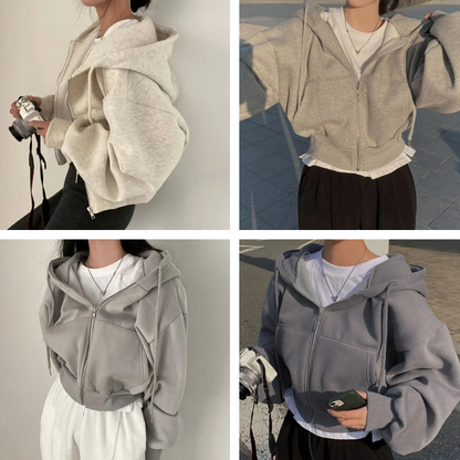 Oversized Dames Hoodie Vest Kort met Pluche Voering