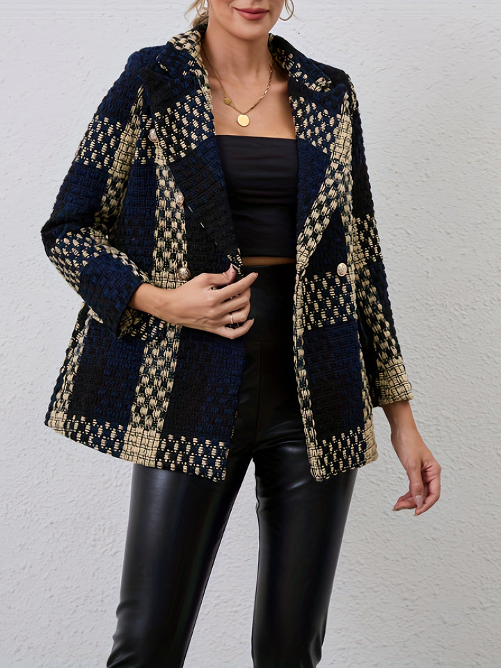 Paulin | Geruite Bouclé Blazer met Klassieke Revers