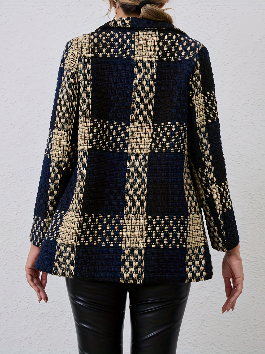 Paulin | Geruite Bouclé Blazer met Klassieke Revers