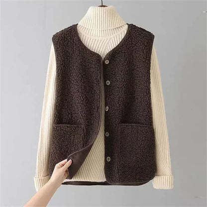 Vrouwen Zachte Warme Fleece Cardigan met Zakken
