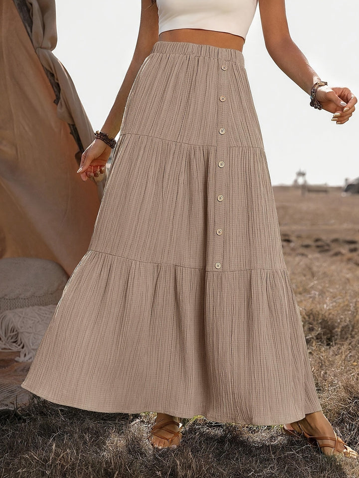 Cedra | Summery Maxi Skirt with Button Closure and A-Line Shape