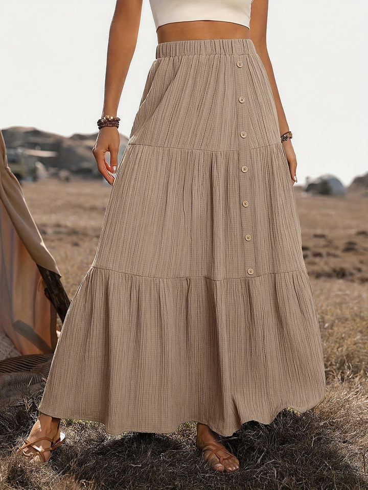 Cedra | Summery Maxi Skirt with Button Closure and A-Line Shape