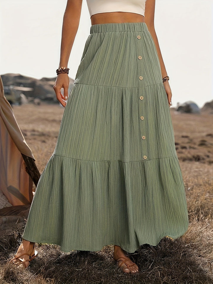 Cedra | Summery Maxi Skirt with Button Closure and A-Line Shape