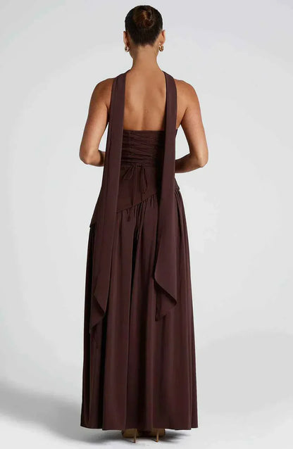 Luxe Maxi Avondjurk Met Sjaal En Strapless Hals