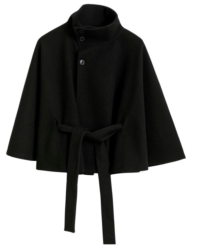 Elegant Chic Women's Coat with Belt and High Collar