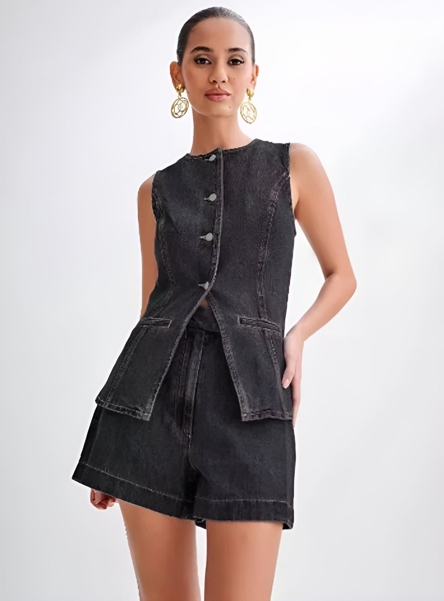 Klara | Denim Gilet Set