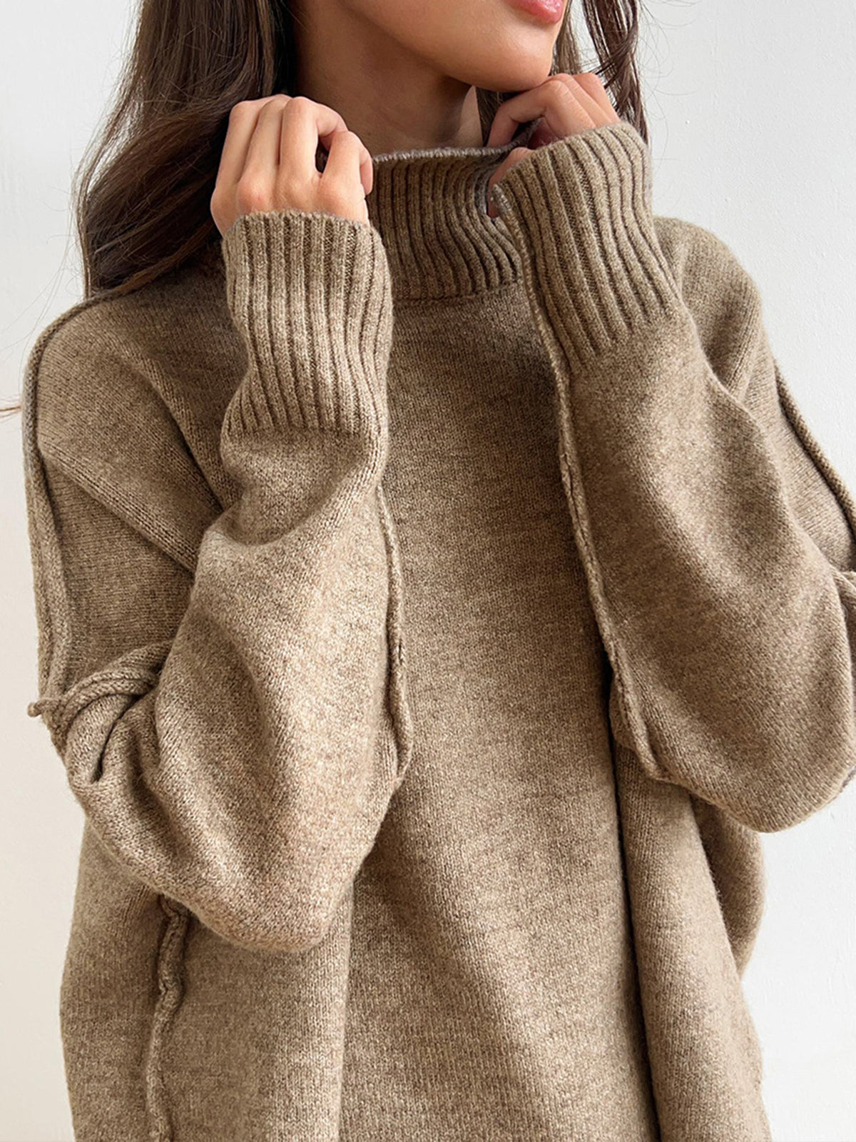 Oversized Winterse Dames Loungewear Set met Coltrui en Wijde Broek