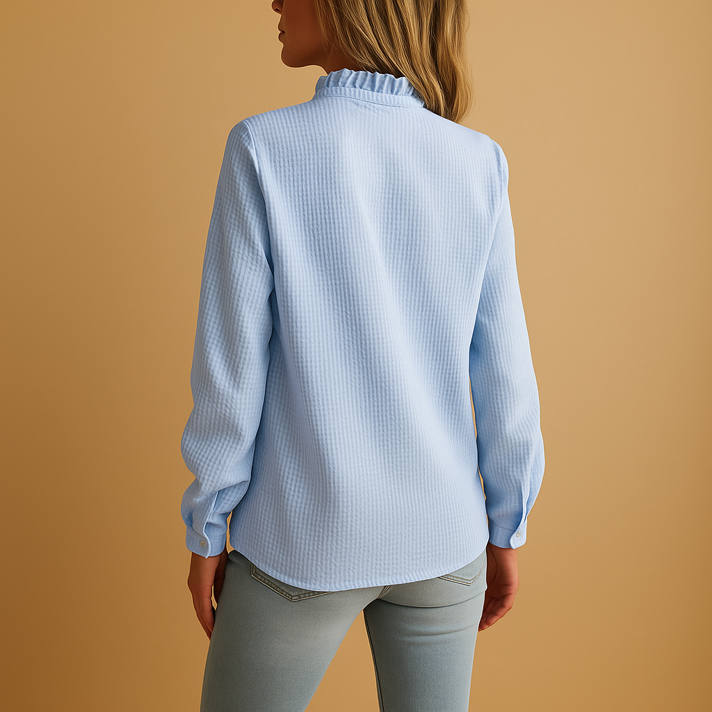 Blouse rayée chic pour femmes avec volants et manches longues