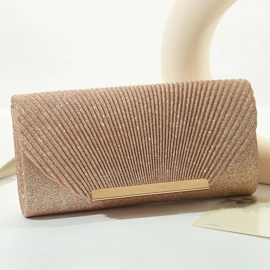Licia | Glinsterende Avondclutch met Plisséstructuur