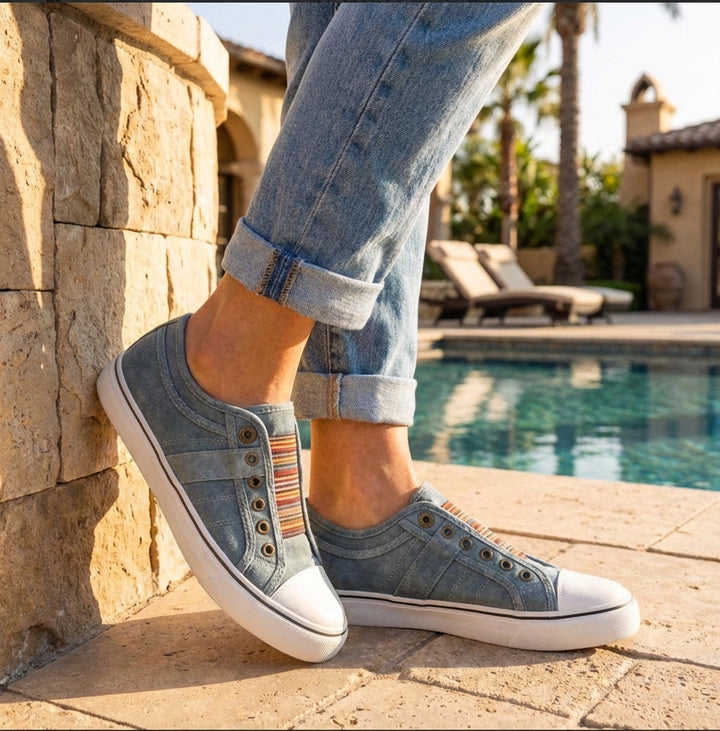 Casual Women's Slip-On Sneakers With Elastic Band And Slip-On Style