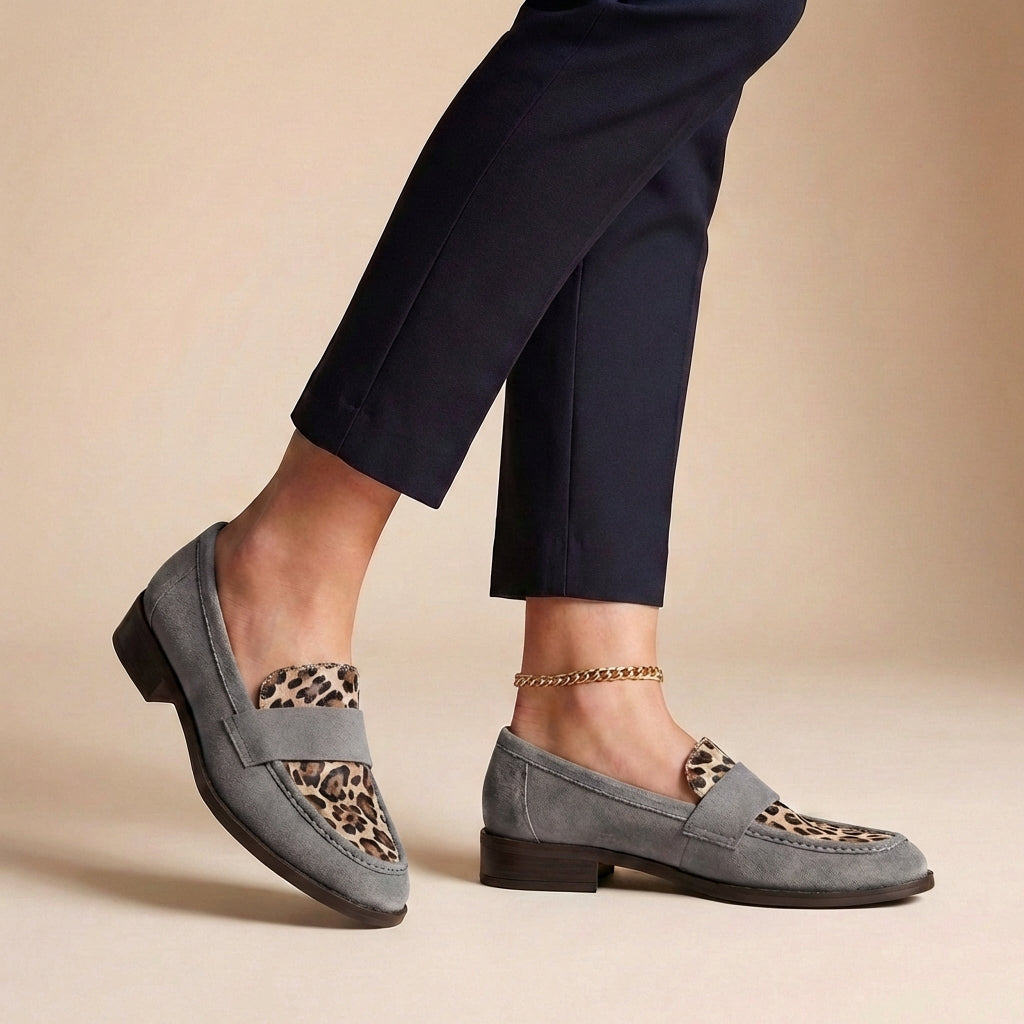 Orthopedic Women's Chunky Sole Loafers With Leopard Print